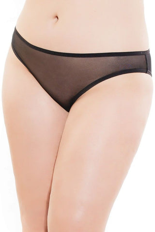 Soft Black Mesh Crotchless Panty in OSXL