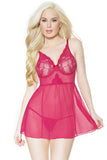 Blush Berry Babydoll and G-String in L