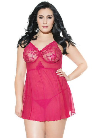 Blush Berry Babydoll and G-String in 1X/2X