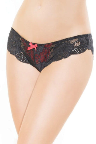 Black and Red Lace High Cut Panty in OS