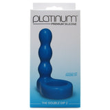 Platinum Silicone The Double Dip 2 Cock Ring Plug in Blue