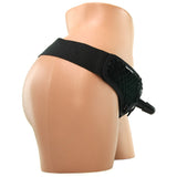 Crotchless Velvet Harness with Plug in Black