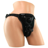 Double Penetration Velvet Harness with 2 Plugs in Black