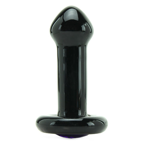 Violet Gems Small Glass Anal Plug in Black