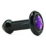 Violet Gems Small Glass Anal Plug in Black