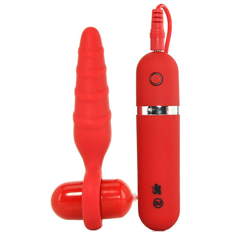 Kink Everything Butt Vibrating Silicone Plug in Red