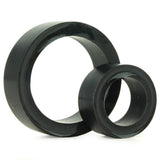 Platinum Silicone Double Cock Ring Set in Black