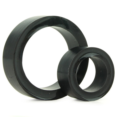 Platinum Silicone Double Cock Ring Set in Black