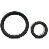 Platinum Silicone Double Cock Ring Set in Black