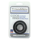 Platinum Silicone Double Cock Ring Set in Black