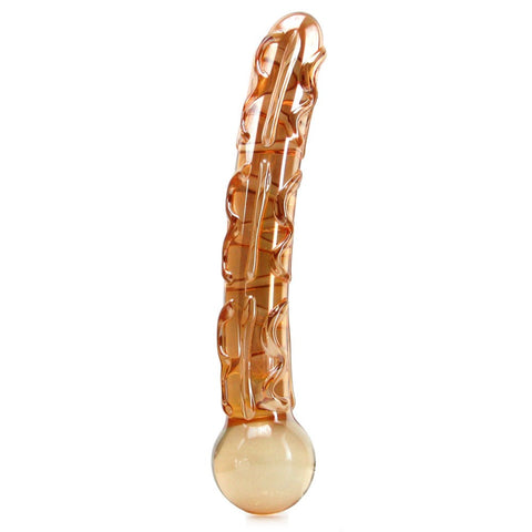 Orange Tickler Glass Dildo