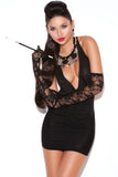 Black Deep-V, Backless Mini Dress in OS