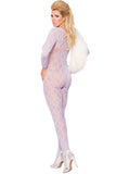Periwinkle Floral Lace Bodystocking in OSXL