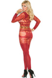 Merlot Sheer and Opaque Geo Bodystocking in OSXL