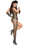 Black Crochet Two-Face Bodystocking in OS