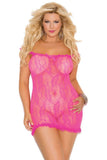 Neon Pink Stretch Lace Chemise in 3X