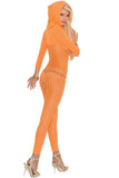 Tiger Orange Crochet Hooded Bodystocking in OS