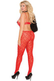 Red Floral Lace Bodystocking with Bow Details in OSXL