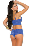 Persian Blue Lace Cami and Boyshorts in L