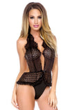 Lace Halter Teddy with Criss Cross Back in M/L