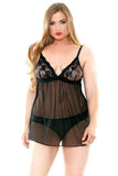 Tiffany Dot Mesh Babydoll & Panty in S