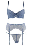 Cindy Ice Blue Bra, Garter and Panty in S/M