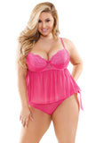 Sasha Pink Cami Top with Side Tie Panty in 3X/4X