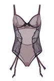Nicole Crushed Grape Teddy with Garters in L