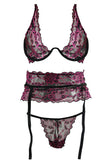 Janelle Lace Bra, Cinching Garter & Panty in S/M