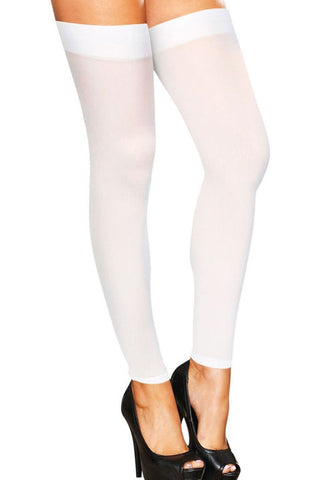 White Footless Sheer Thigh Highs in OS