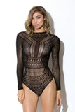 Simple Staple Black Sheer Halter Teddy in OS