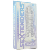 Sextenders Ribbed Vibrating Enhancer Sleeve in Clear