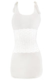 White Fencenet and Opaque Panel Mini Dress in OSXL