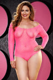 Long Sleeved Pink Lace Teddy in OSXL