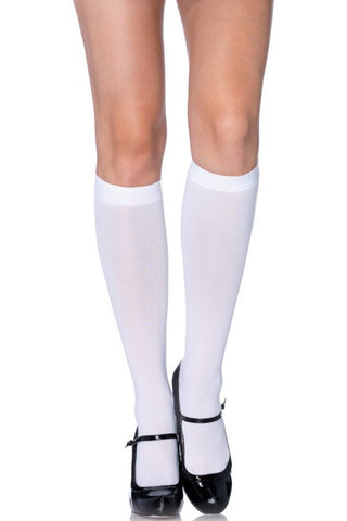 Nylon Knee Highs in White