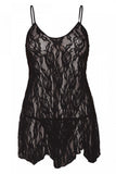 Rose Lace Flared Chemise & G-String Set in OSXL