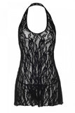 Rose Lace Halter Chemise & G-String in OSXL