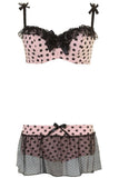 Padded Underwire Polka Dot Bra & Panty Set in S