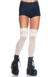 Pointelle Over the Knee Scrunch Socks in Ivory
