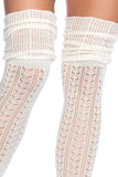 Pointelle Over the Knee Scrunch Socks in Ivory