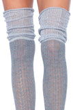 Pointelle Over the Knee Scrunch Socks in Grey