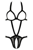 2PC. Bondage Teddy, Crotchless Panty & Eye Mask in OS