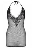 Eyelash Lace Detailed Fishnet Mini Dress in OS