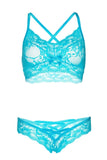 True Blue Lace Halter Bralette and Cutout Thong in OS