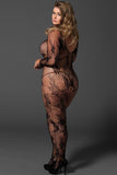 Seamless Floral Lace Long Sleeved Bodystocking in OSXL