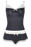 Navy and White Polka Dot Cami and Boyshorts in M