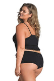 Black Rushed Jersey Knit Cami and Boyshorts in 1X/2X