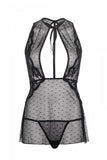 Swiss Polka Dot Black Babydoll and G-String in M/L