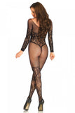 Vine Lace and Net Bodystocking in OS