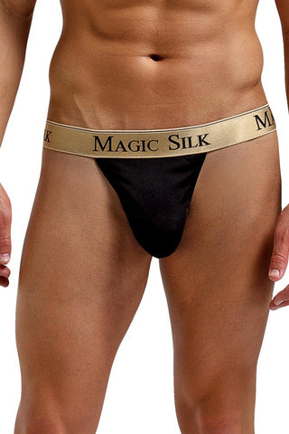 Classic Black Silk Micro Thong in S